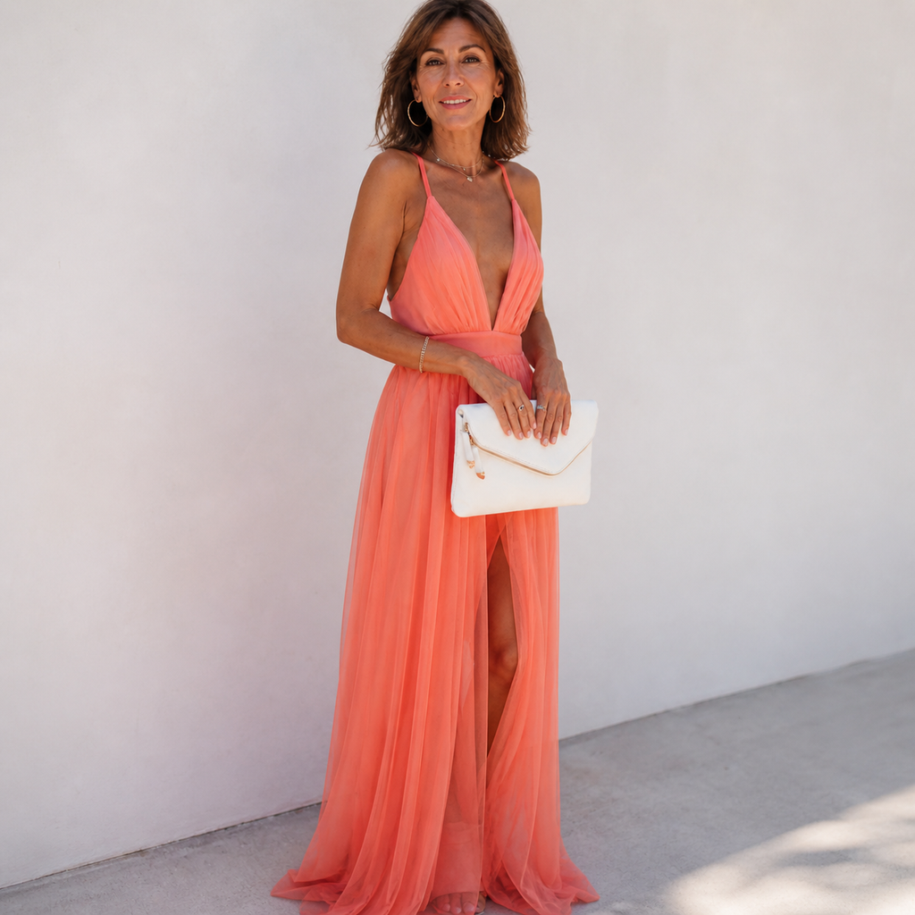 Diana | Vestido Maxi Luz Coral