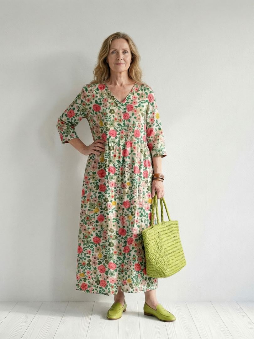 Carlina | Vestido Midi de Flores Esparcidas