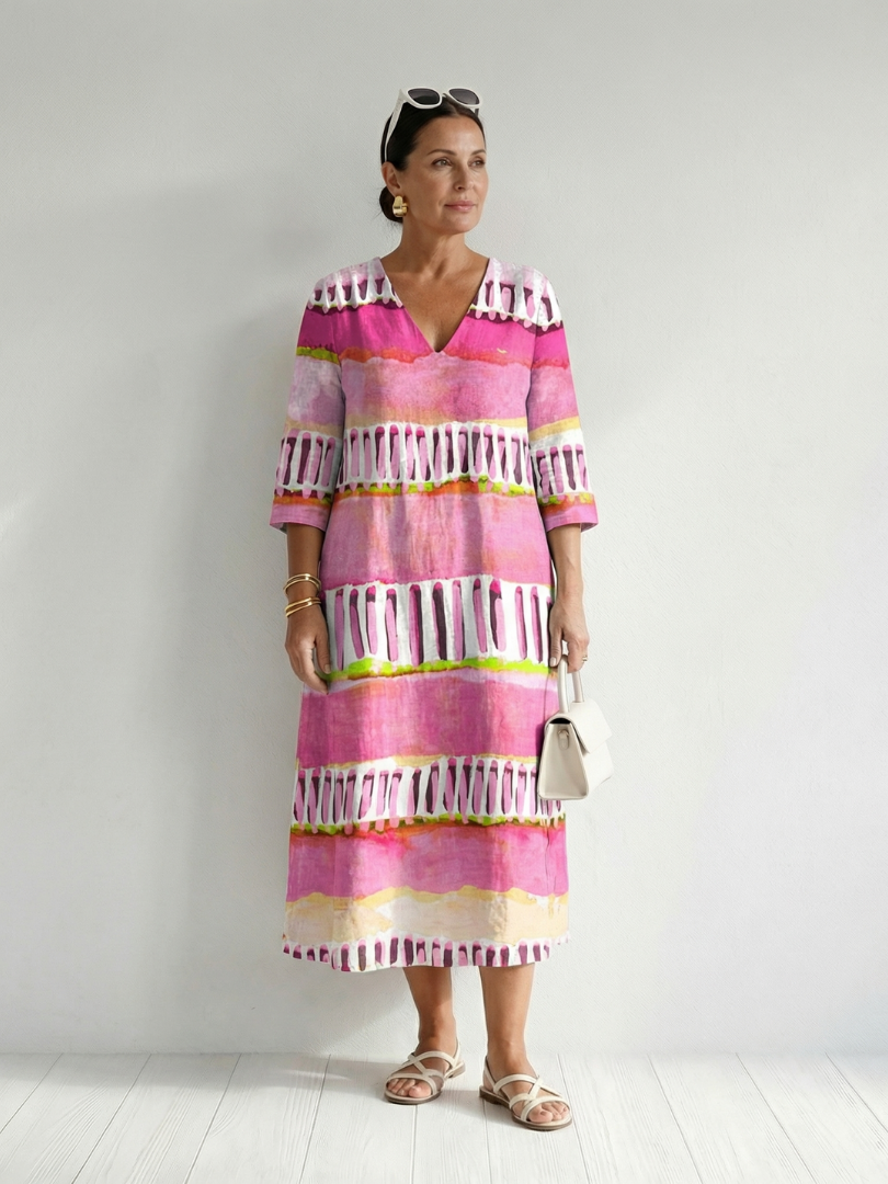 Calla | Vestido Midi de Rayas con Flujo Fácil