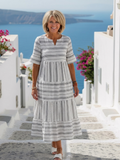Parisa | Vestido midi de tirantes cortos a rayas