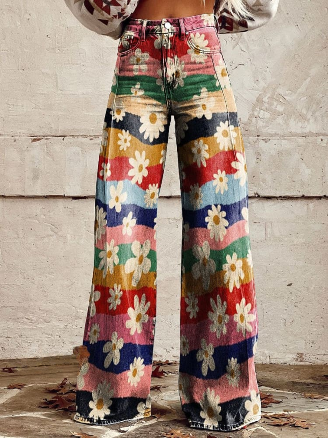 Léon - Elegante Pantalones de Flores