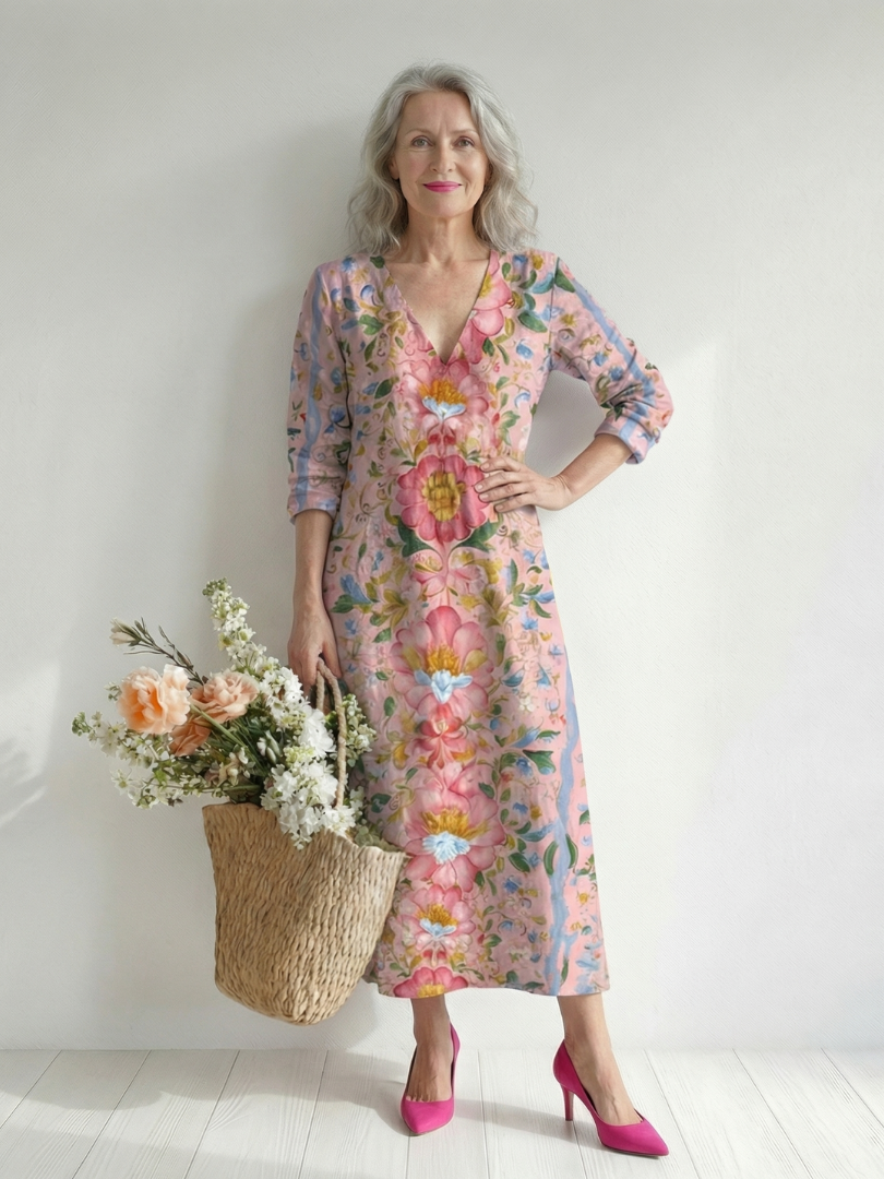 Jimena | Vestido Midi Floral de Forma Ligera