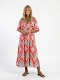 Zaria | Vestido Midi de Manga Corta con Escote en V de Estampado Paisley