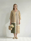 Soren | Vestido Midi de Rayas Mixtas Claras
