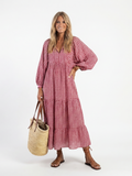Paloma | Vestido Midi de Manga Larga con Estampado Geométrico