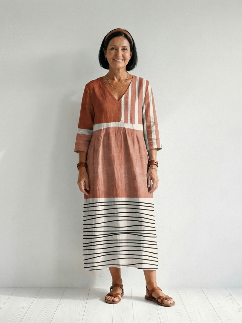 Romana | Vestido Midi de Rayas Mixtas