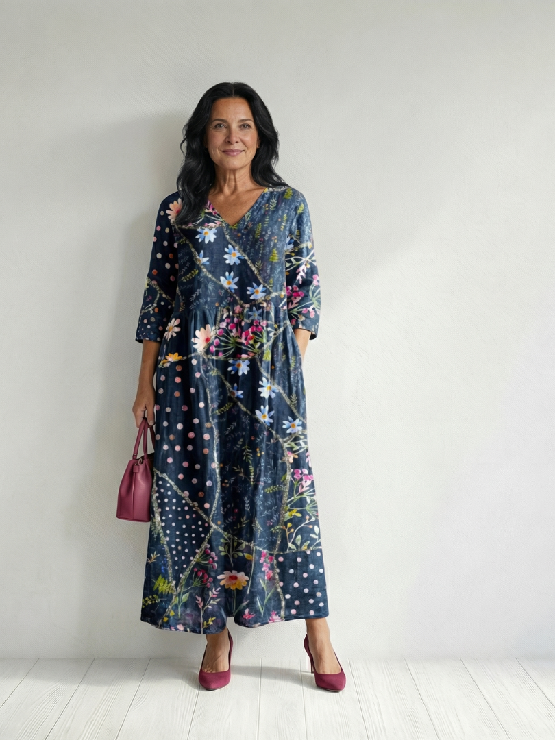 Zara | Vestido Midi Floral de Reunión Fácil
