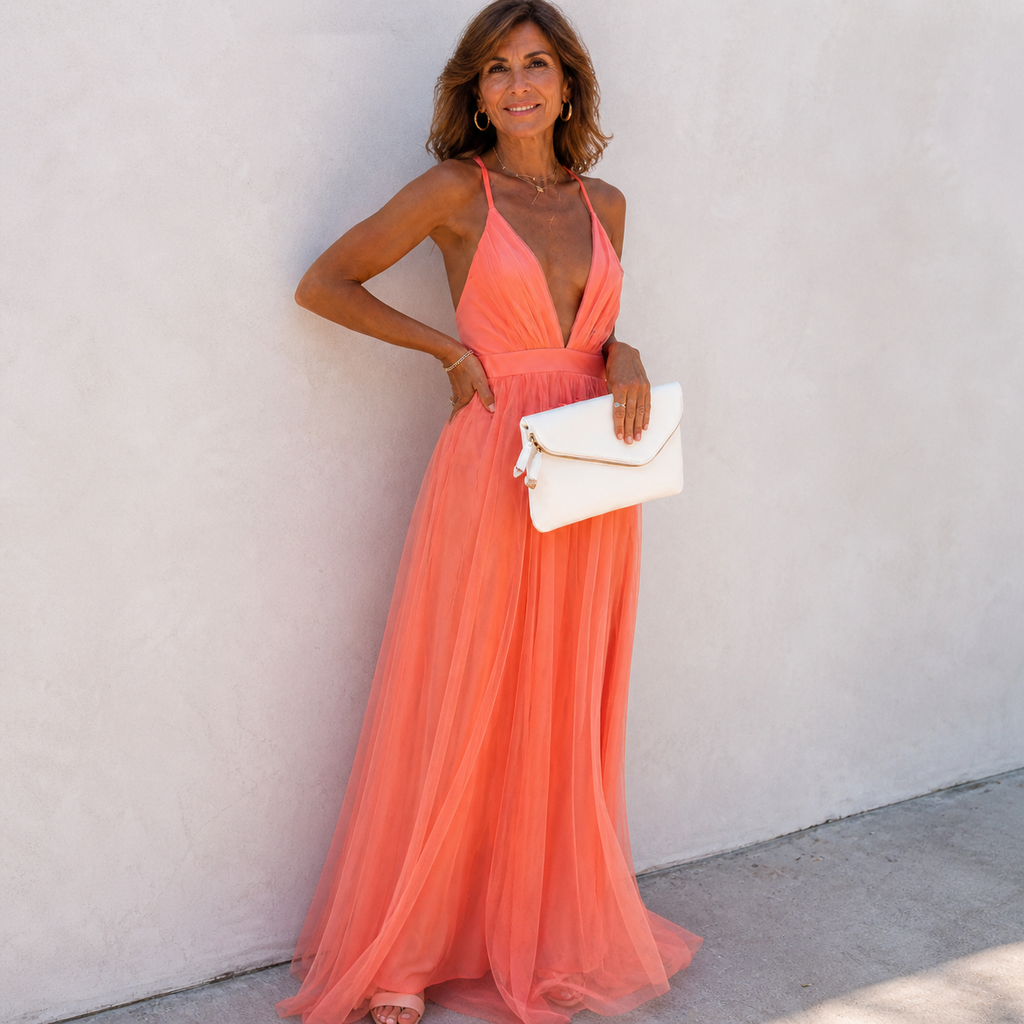 Diana | Vestido Maxi Luz Coral