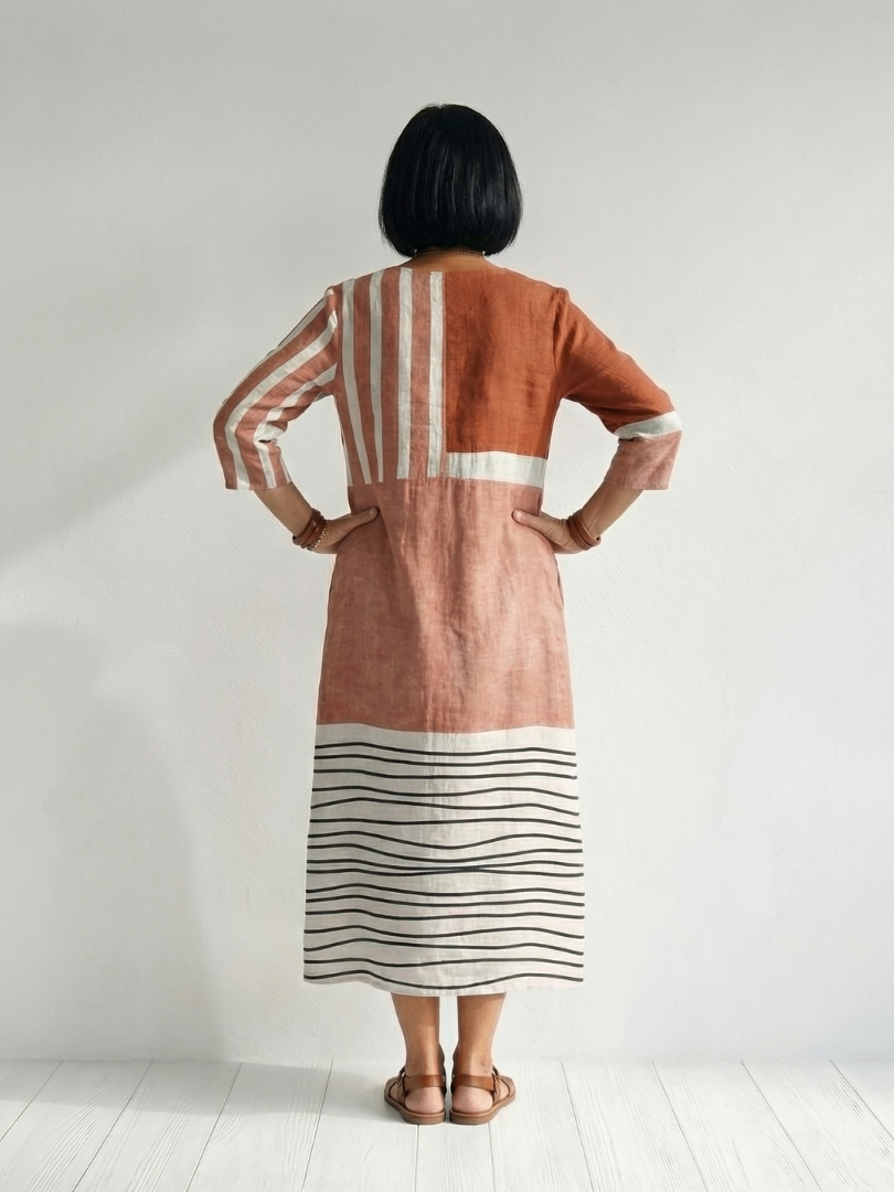 Romana | Vestido Midi de Rayas Mixtas