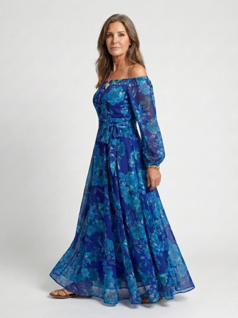 Teresa | Vestido Maxi Floral Sin Hombros