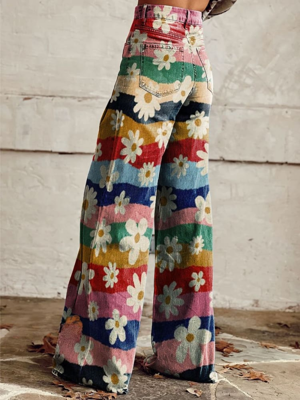 Léon - Elegante Pantalones de Flores