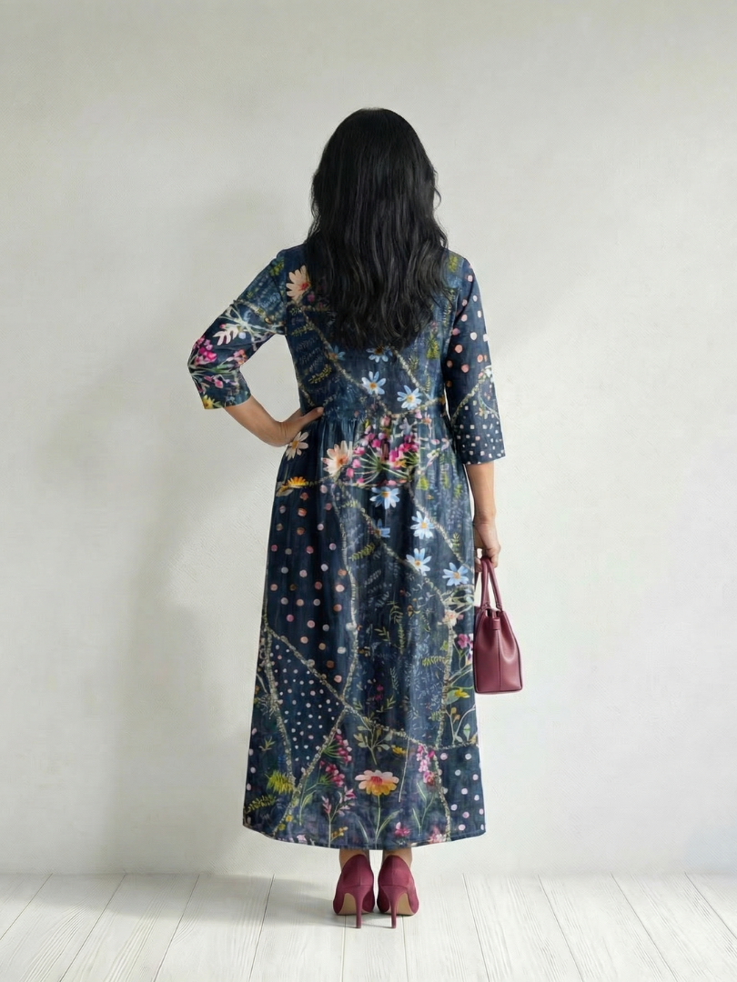Zara | Vestido Midi Floral de Reunión Fácil