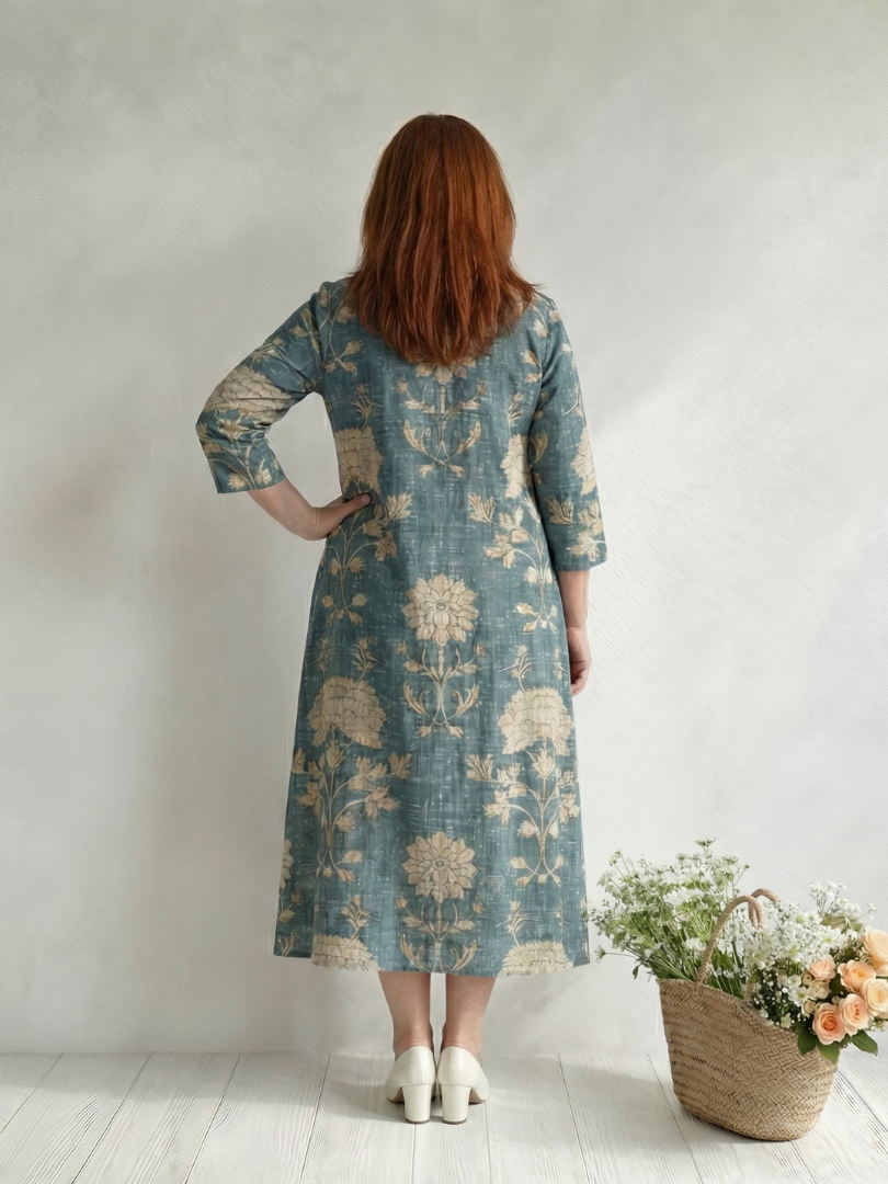 Selena | Vestido Midi Floral de Forma Suave