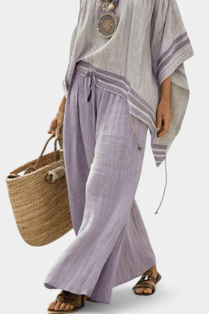 Serenella - blusa y pantalones de pierna ancha a rayas
