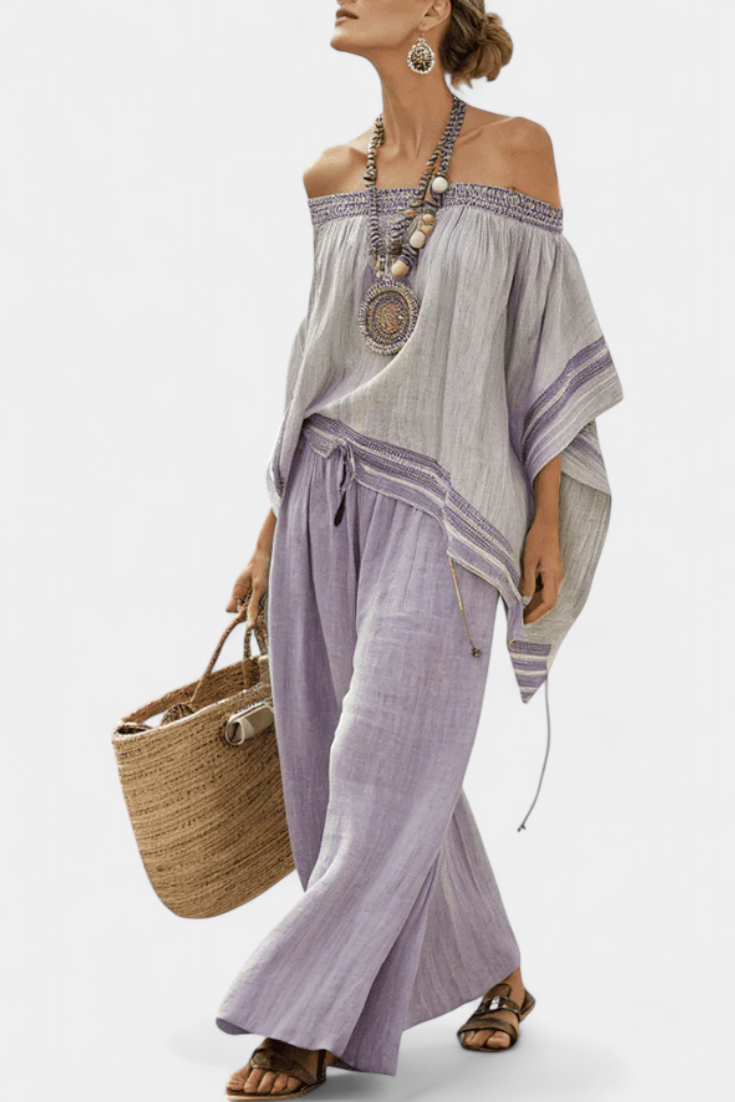 Serenella - blusa y pantalones de pierna ancha a rayas