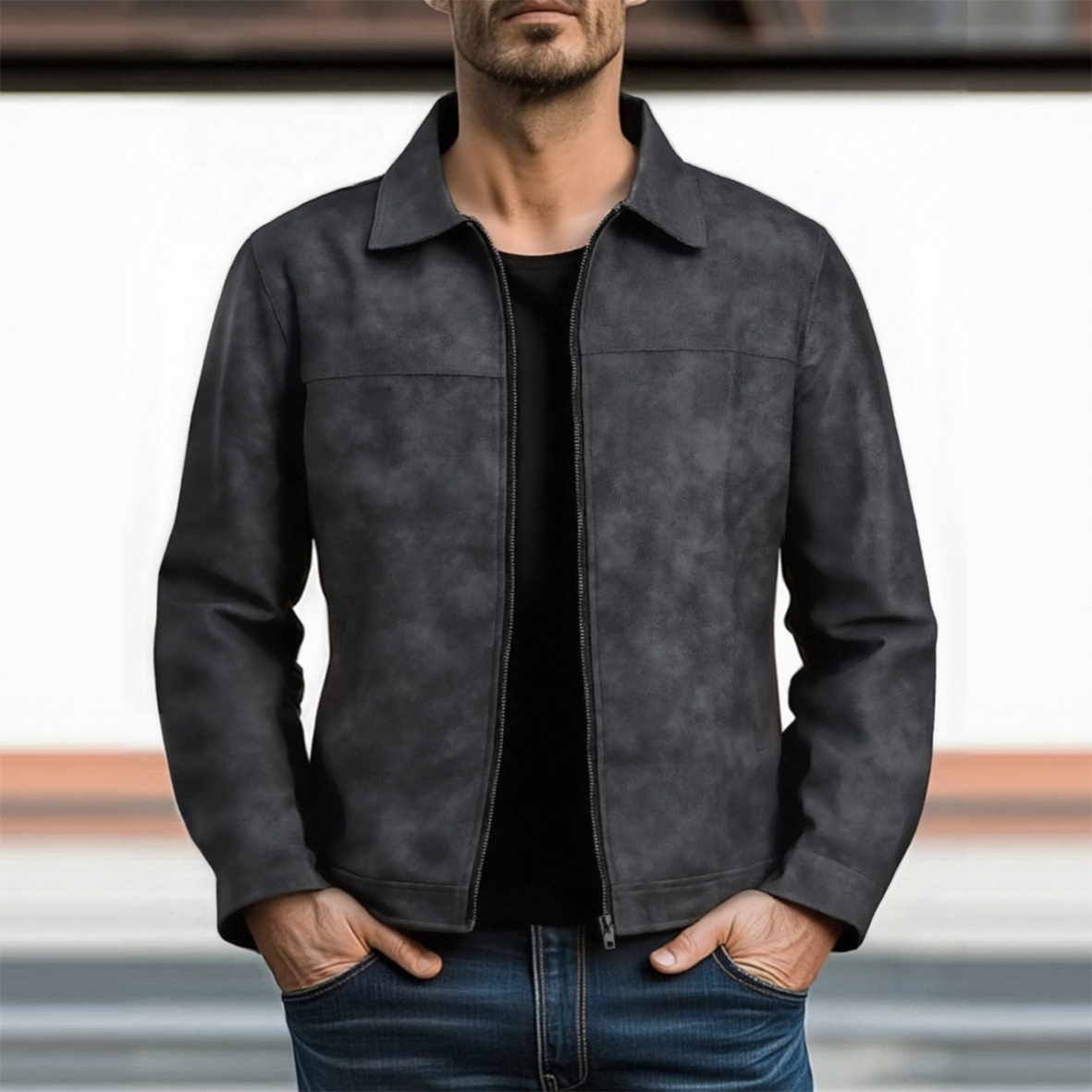Rafael | Chaqueta de Cuero con Cremallera Clásica