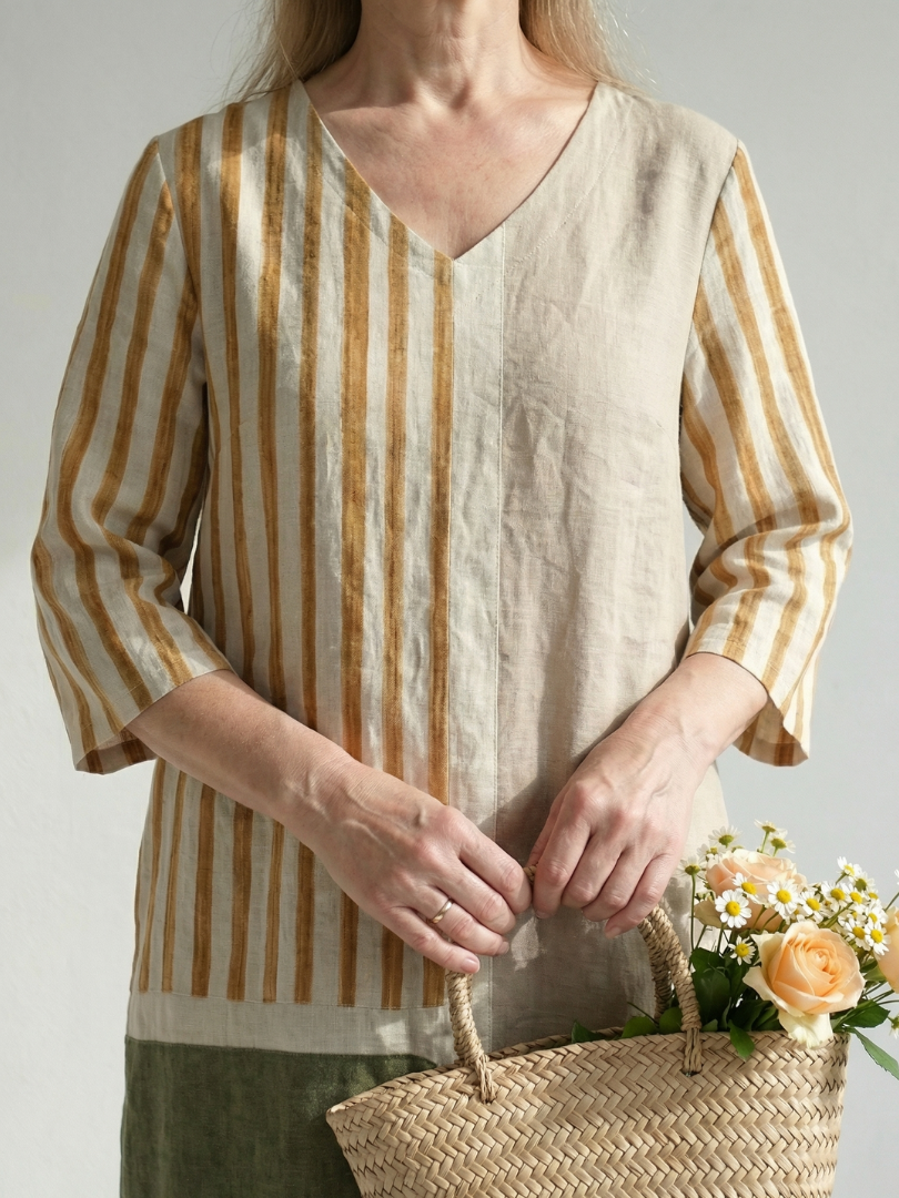 Soren | Vestido Midi de Rayas Mixtas Claras