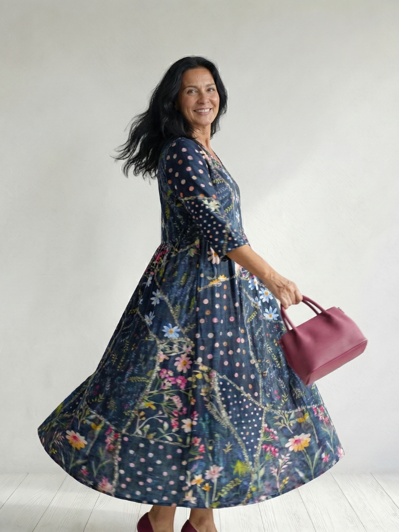 Zara | Vestido Midi Floral de Reunión Fácil