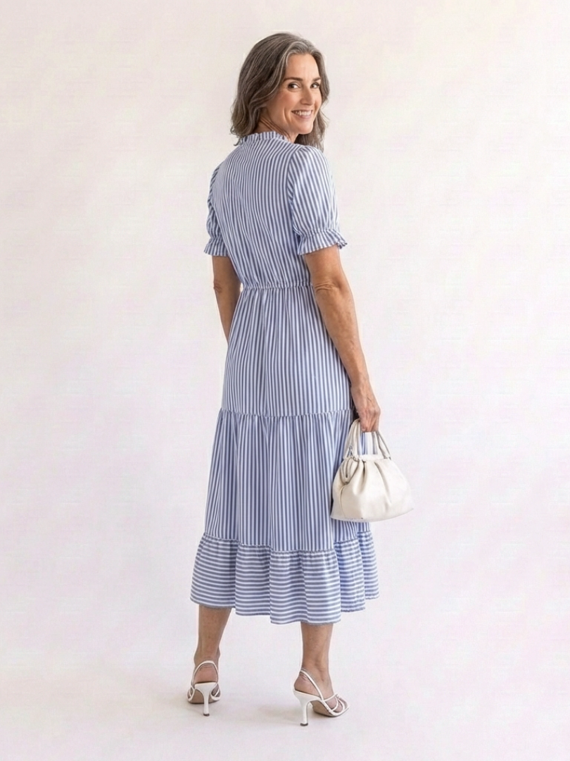 Dakota | Vestido midi de tirantes cortos a rayas