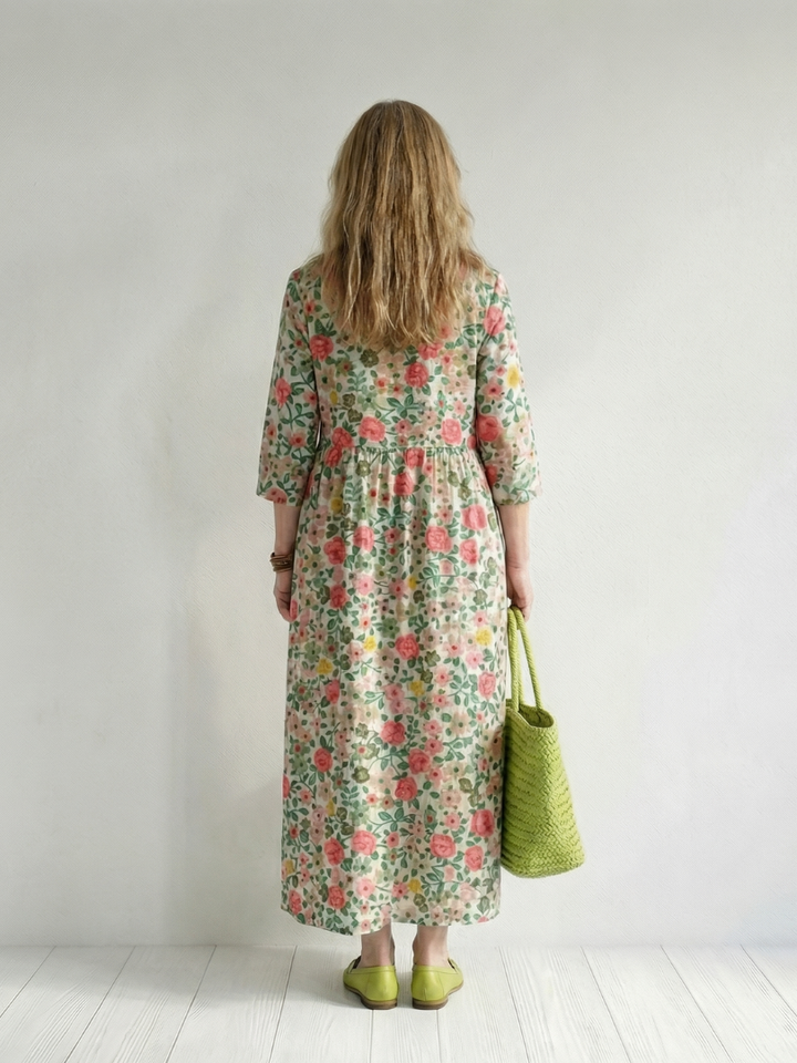 Carlina | Vestido Midi de Flores Esparcidas