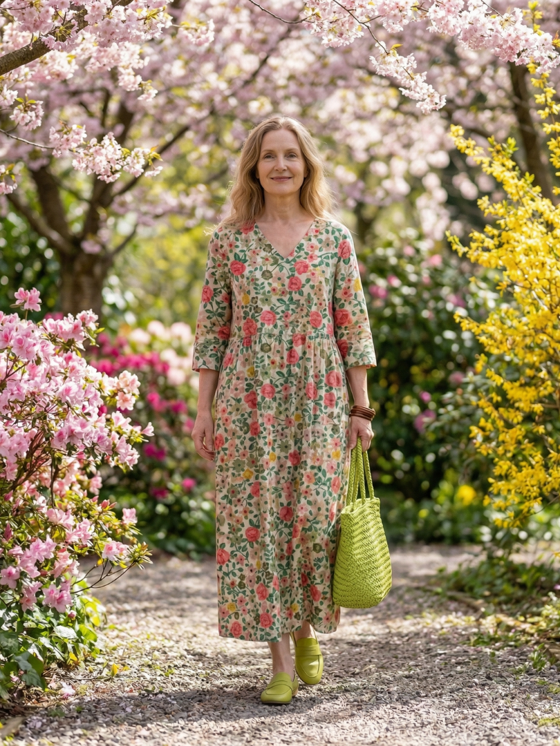 Carlina | Vestido Midi de Flores Esparcidas