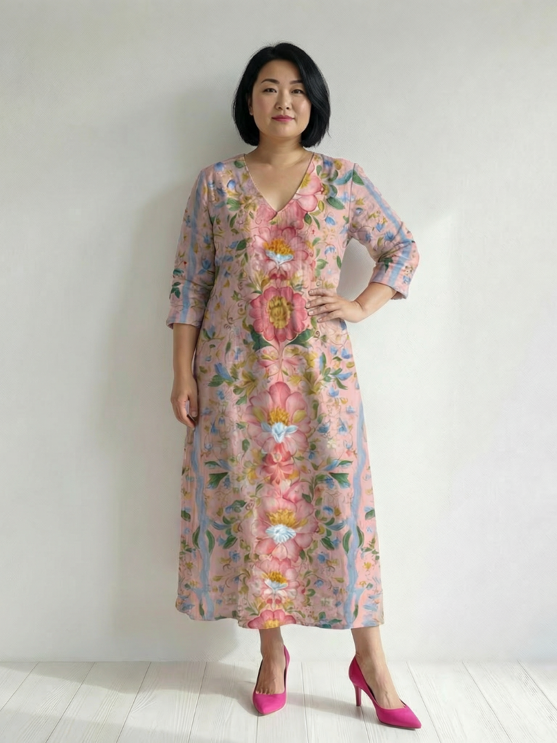 Jimena | Vestido Midi Floral de Forma Ligera