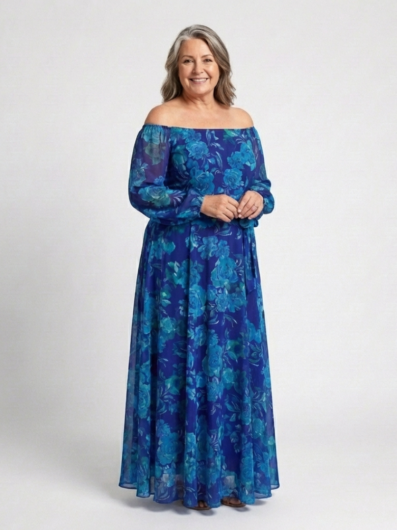 Teresa | Vestido Maxi Floral Sin Hombros