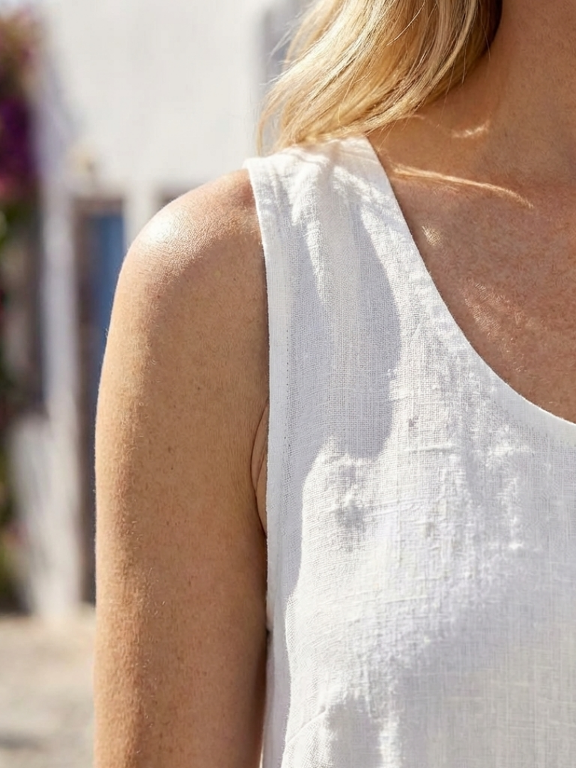 Ismera | Vestido Midi Sin Mangas de Cuello Redondo y Corte Suelto