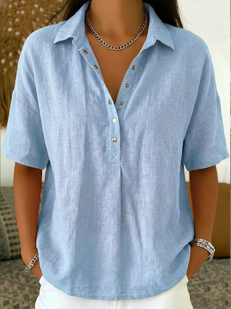 Tessa- Blusa con cuello y detalle de botones