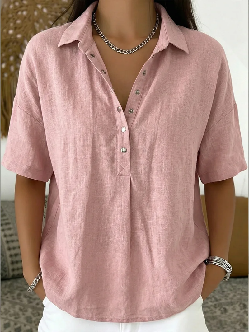 Tessa- Blusa con cuello y detalle de botones