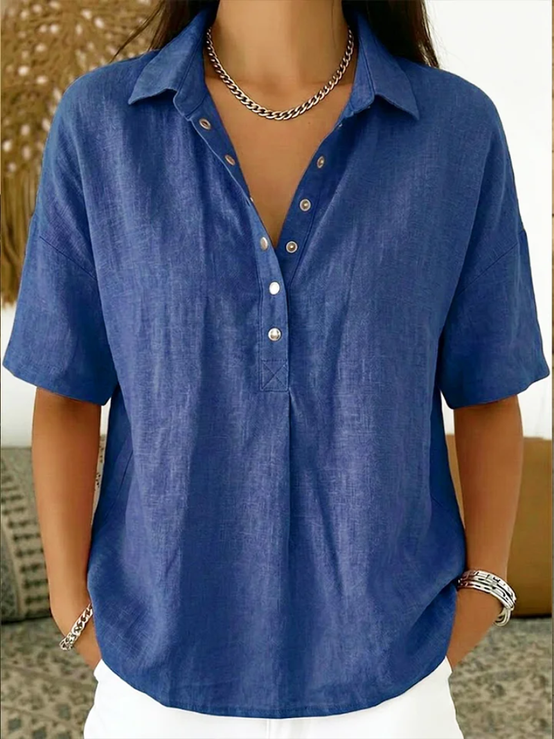 Tessa- Blusa con cuello y detalle de botones