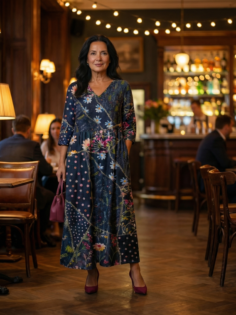 Zara | Vestido Midi Floral de Reunión Fácil
