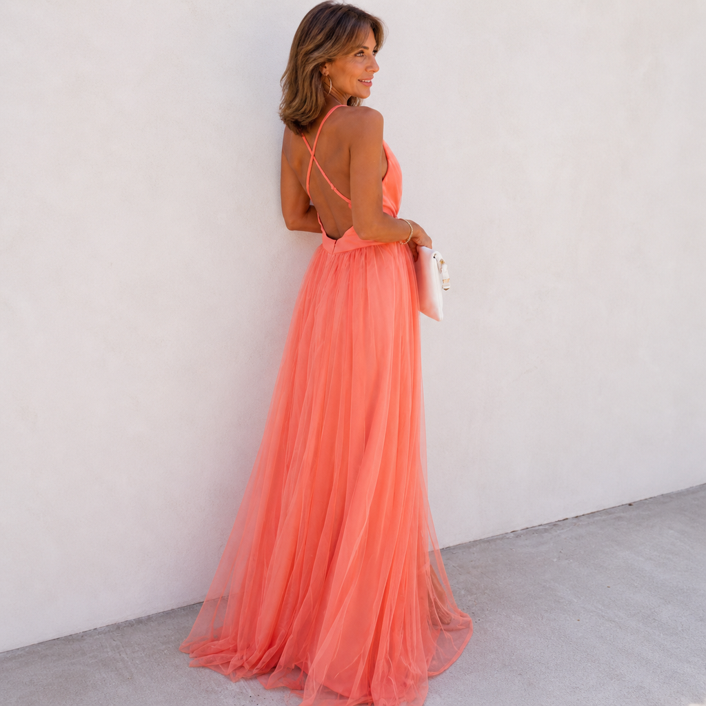Diana | Vestido Maxi Luz Coral