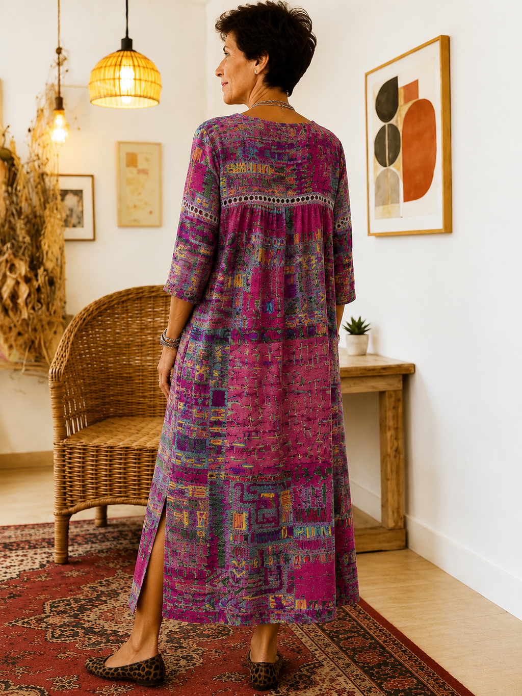 Matilda | Vestido Denim con Patchwork Étnico