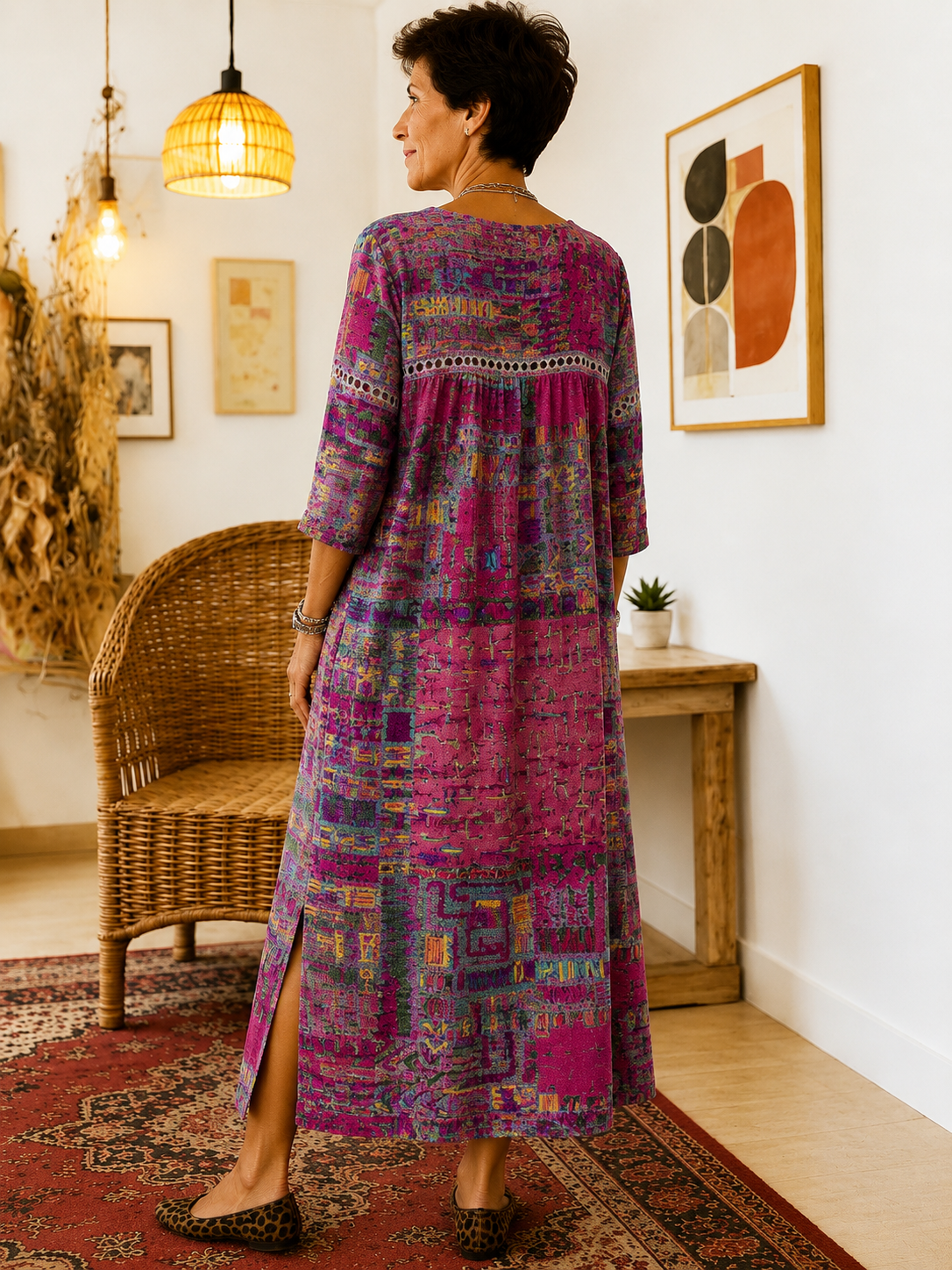Matilda | Vestido Denim con Patchwork Étnico