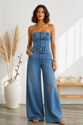 Selin Mono Azul Sculpt Strapless