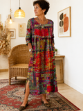 Matilda | Vestido Denim con Patchwork Étnico