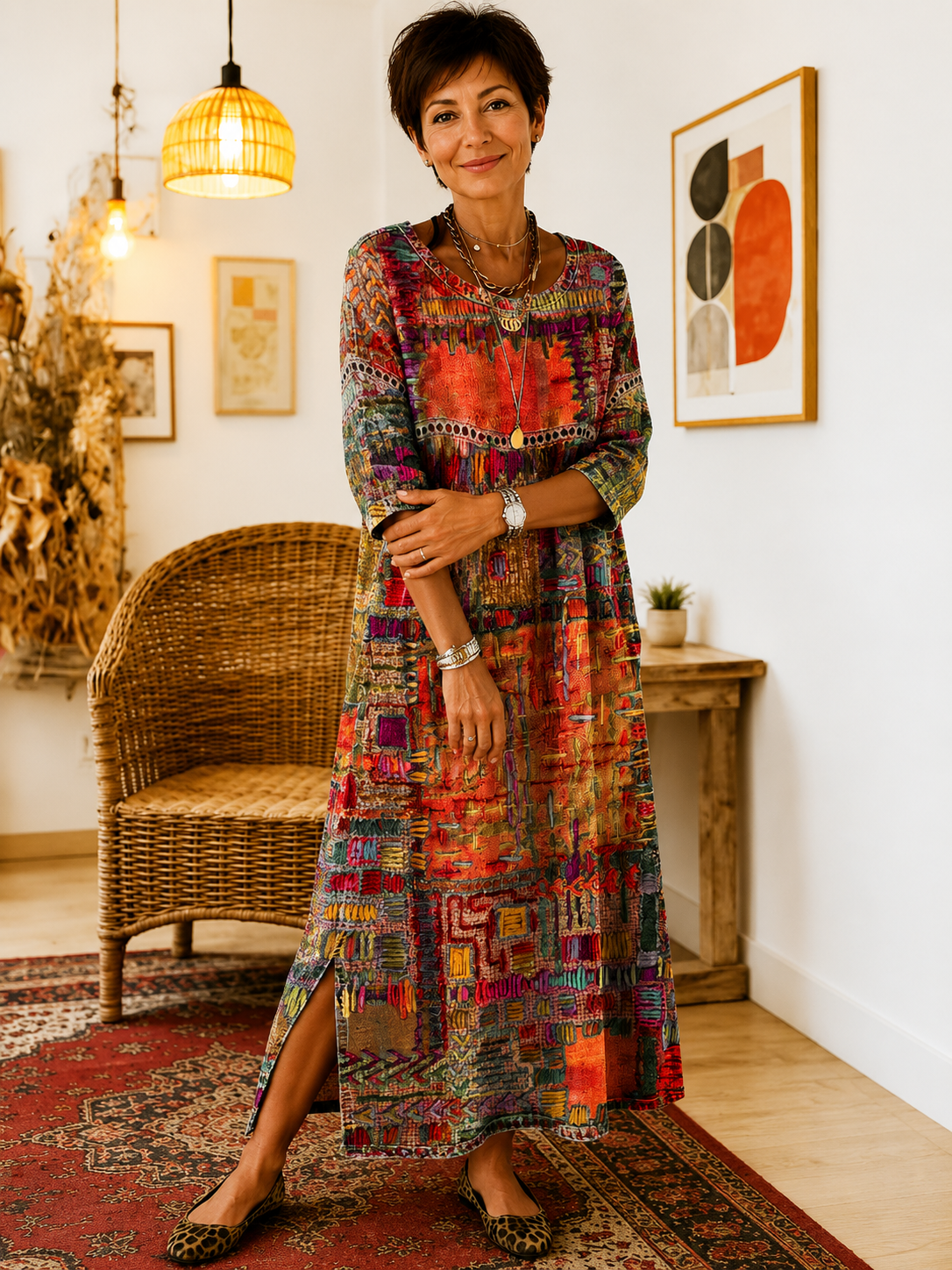 Matilda | Vestido Denim con Patchwork Étnico