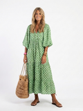 Apolline | Vestido midi con cuello en V y mangas tres cuartos estampado