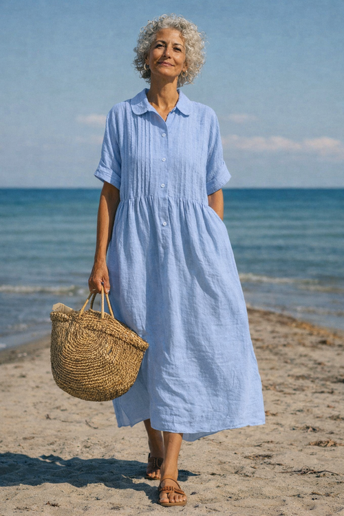 Alicia | Vestido camisero de algodón con botones
