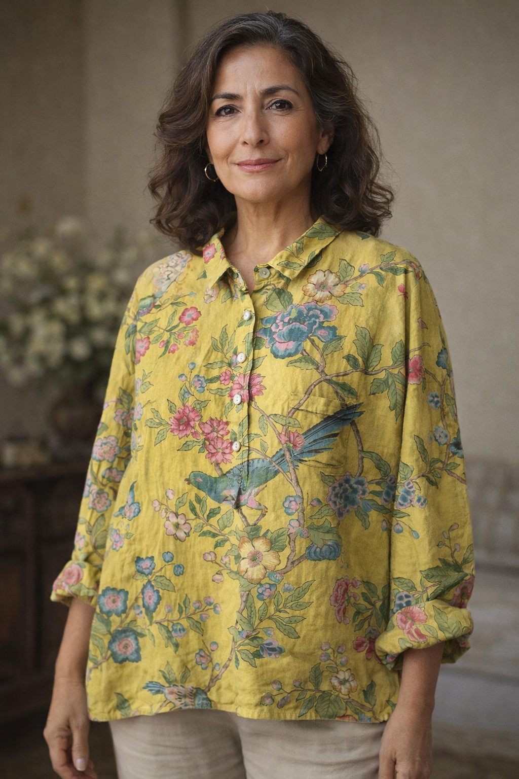 Adela™ | Camisa de lino con estampado elegante