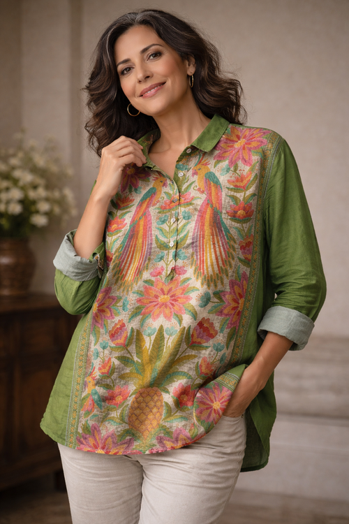 Adela™ | Camisa de lino con estampado elegante
