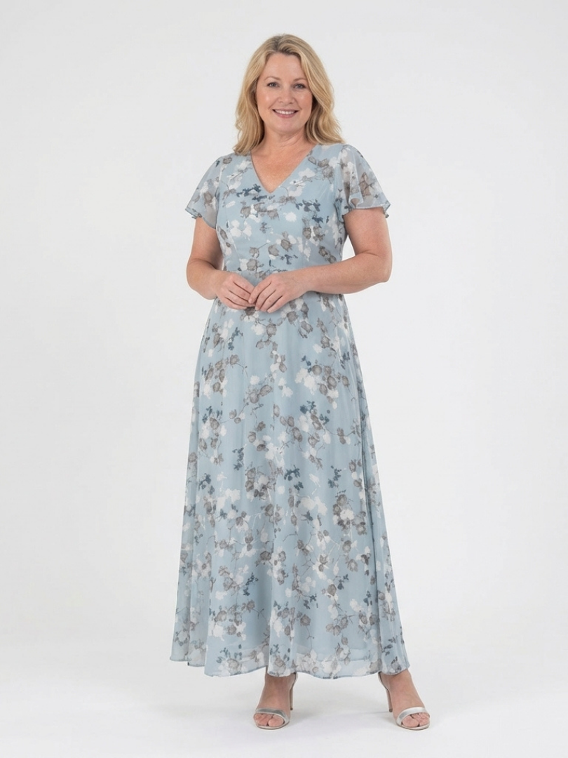 Ismeria | Vestido Maxi de Chifón Floral