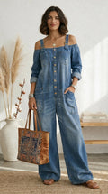 Ruth Mono Azul Off Shoulder Pernera Ancha