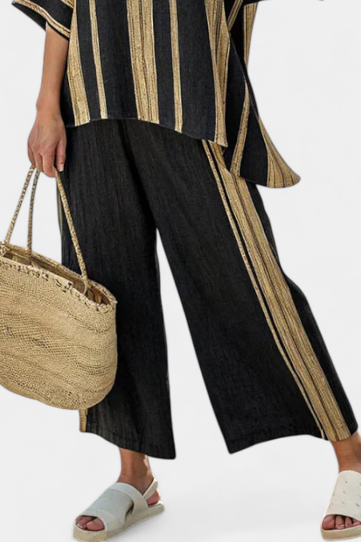Tamara – top a rayas oversize cómodo y pantalones de lino relajados