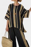 Tamara – top a rayas oversize cómodo y pantalones de lino relajados