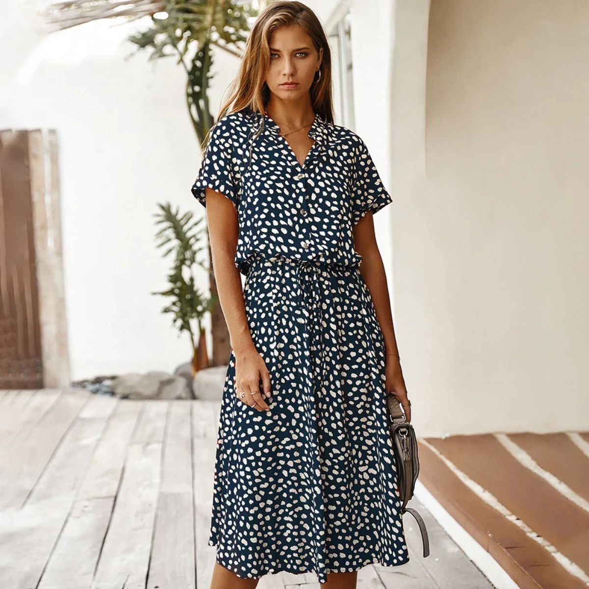Gabriela | Vestido vintage con estampado floral y manga corta
