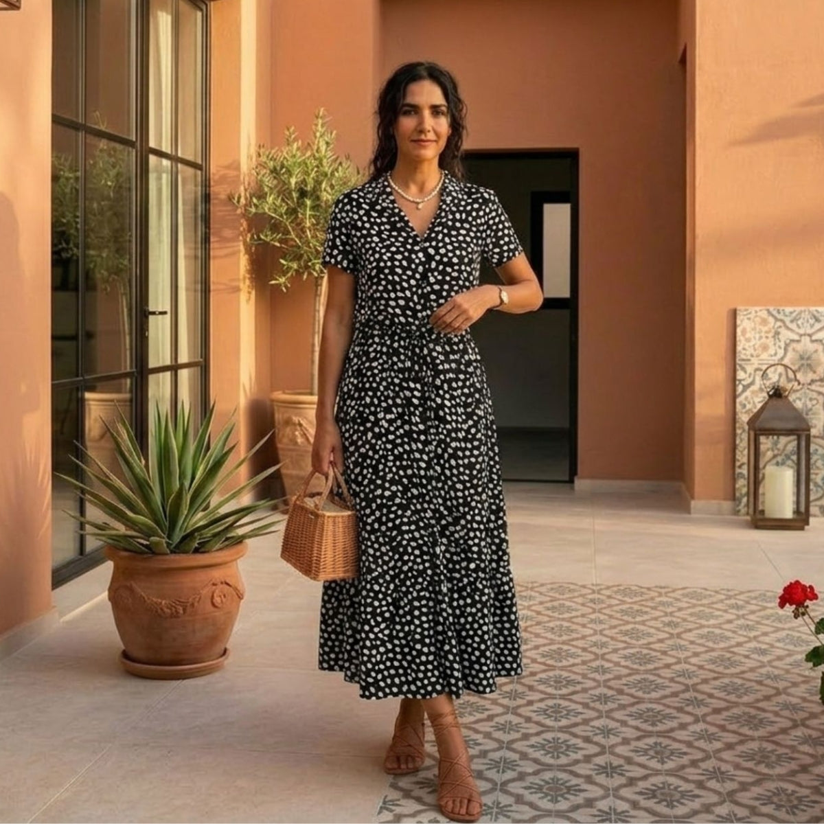 Gabriela | Vestido vintage con estampado floral y manga corta