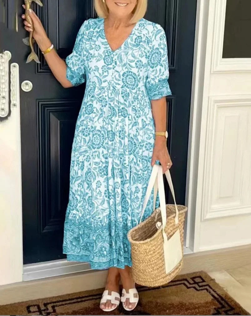 Azariah - Vestido Floral Elegante con Escote en V