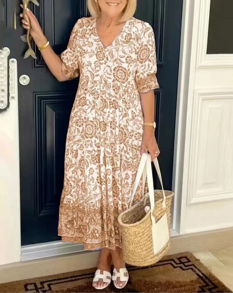 Azariah - Vestido Floral Elegante con Escote en V